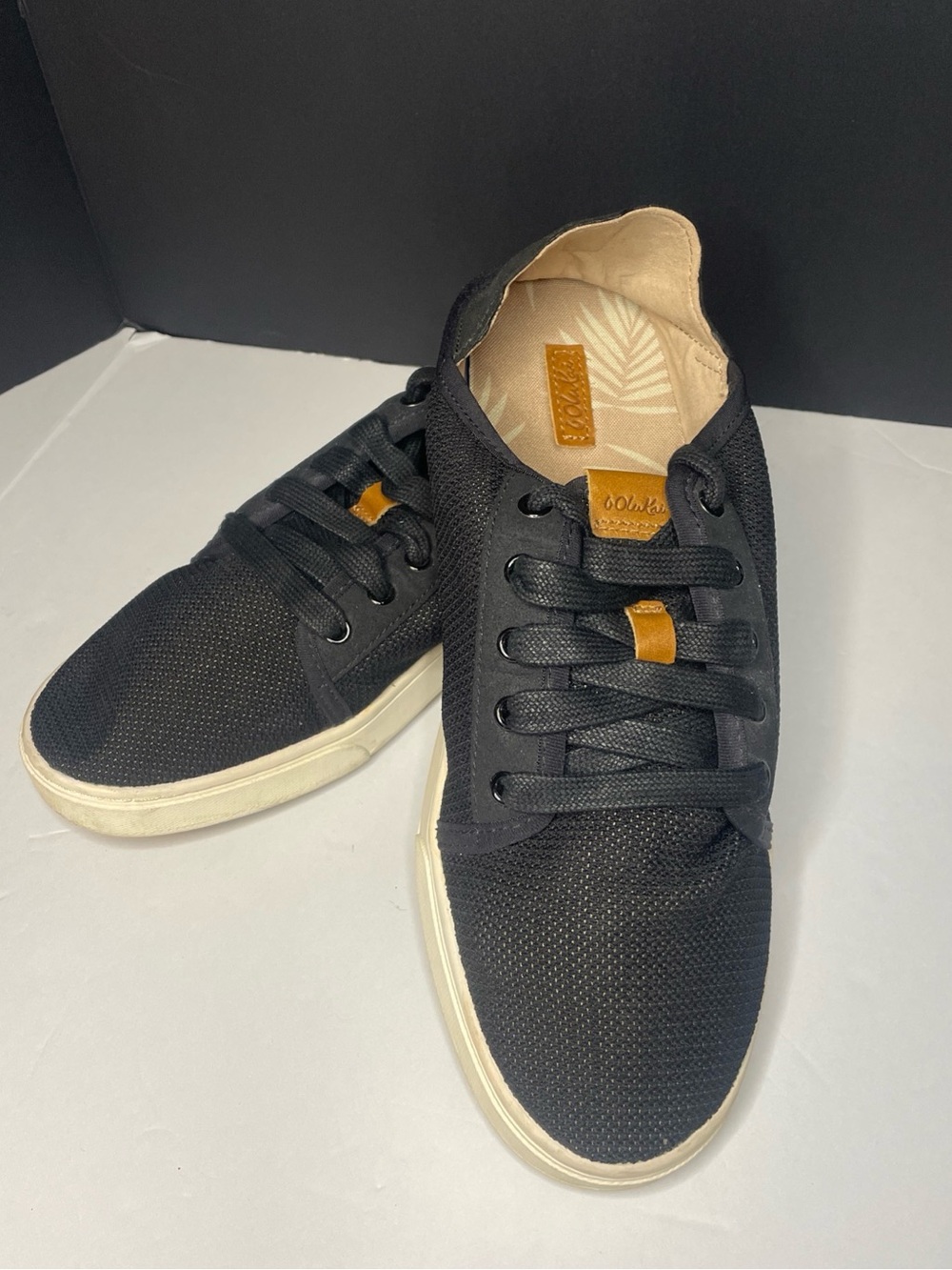 Olukai Shoes Womens 9 Pehuea Li Lace Up Low Top Sneakers Comfort Black Fabric